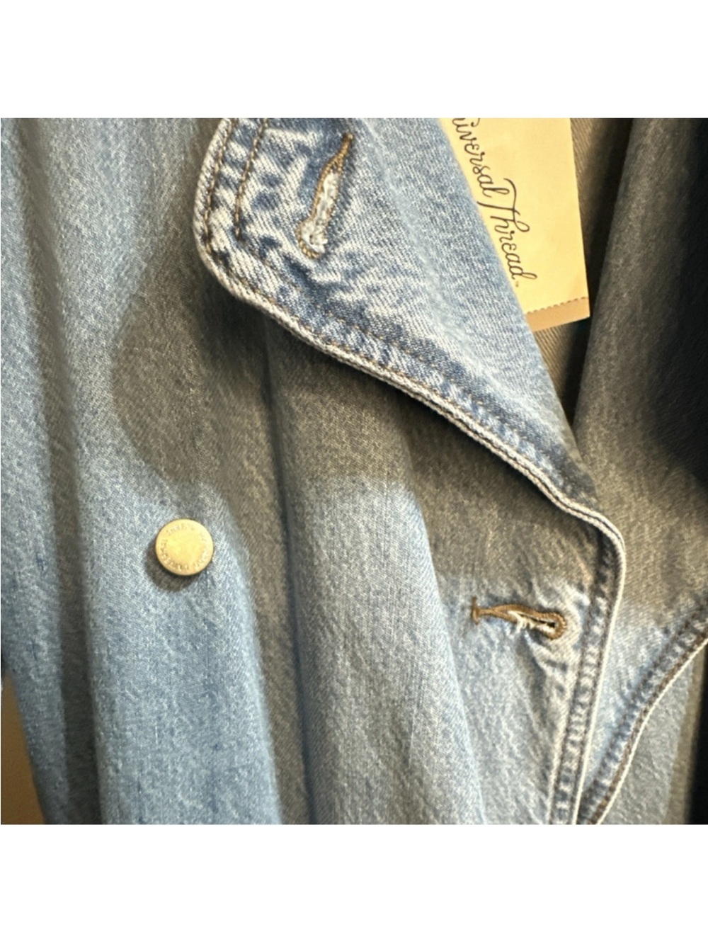 NWT DENIM S Trench Coat Jacket Western chic Festival Fun Classy Country - Picture 13 of 13
